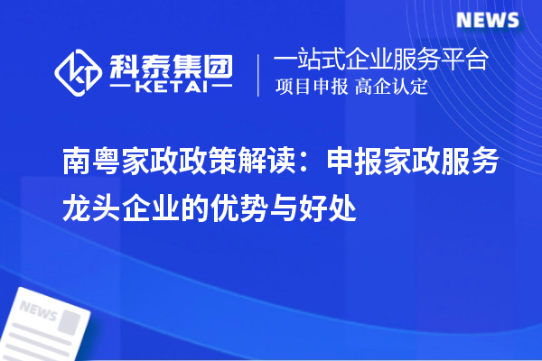 南粤家政政策解读:申报家政服务龙头企业的优势与好处