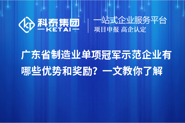 广东省制造业单项冠军示范企业有哪些优势和奖励?一文教你了解