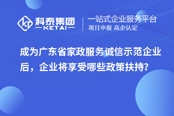 成为广东省家政服务诚信示范企业后,企业将享受哪些政策扶持?