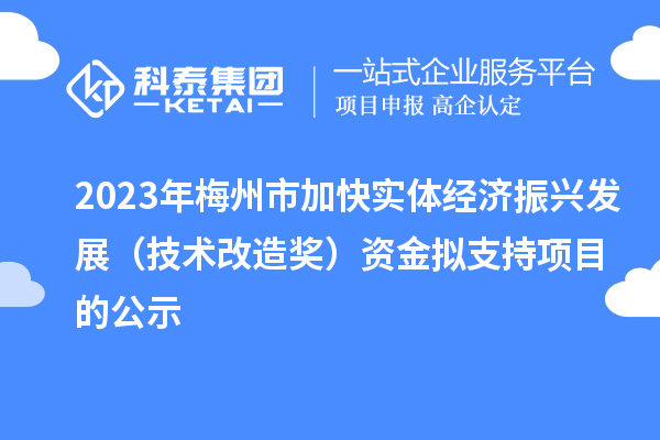 2023年梅州市加快实体经济振兴发展(技术改造奖)资金拟支持项目的公示