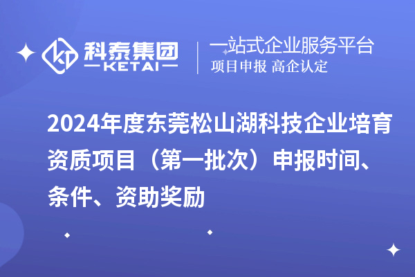 2024年度东莞松山湖科技企业培育资质项目(第一批次)申报时间、条件、资助奖励