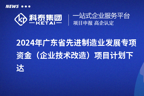 2024年广东省先进制造业发展专项资金(企业技术改造)项目计划下达