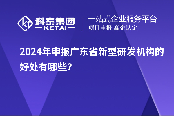 2024年申报广东省新型研发机构的好处有哪些?