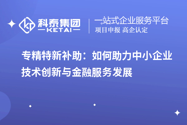 专精特新补助:如何助力中小企业技术创新与金融服务发展