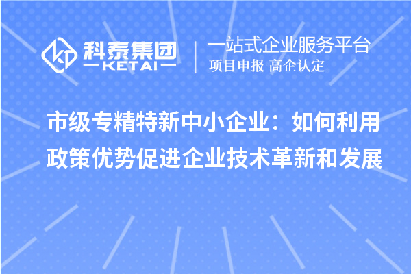 市级专精特新中小企业:如何利用政策优势促进企业技术革新和发展