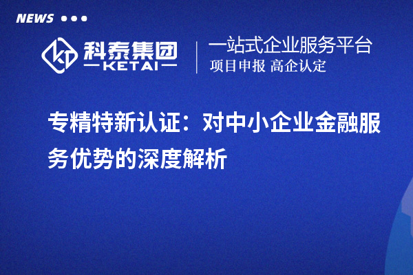 专精特新认证:对中小企业金融服务优势的深度解析