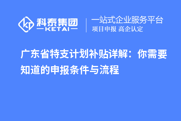 广东省特支计划补贴详解:你需要知道的申报条件与流程