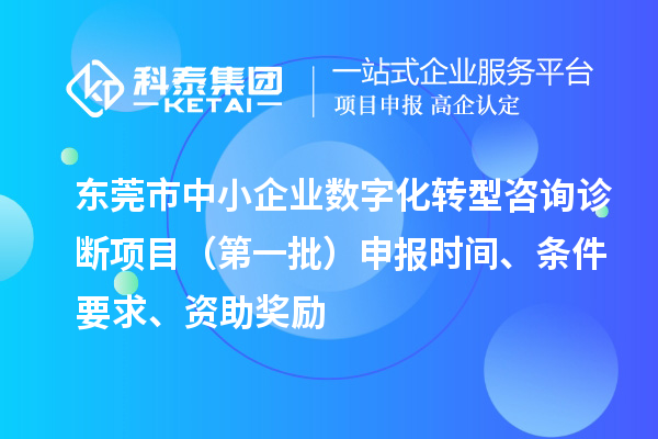 东莞市中小企业数字化转型咨询诊断项目(第一批)申报时间、条件要求、资助奖励