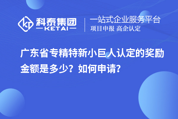 广东省专精特新小巨人认定的奖励金额是多少?如何申请?