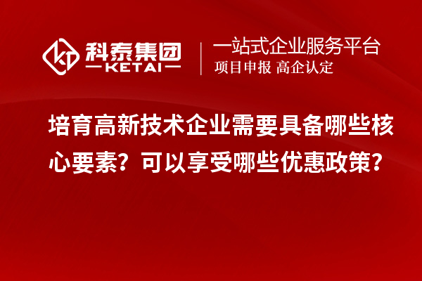 培育高新技术企业需要具备哪些核心要素?可以享受哪些优惠政策?