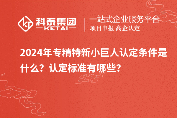 2024年专精特新小巨人认定条件是什么?认定标准有哪些?