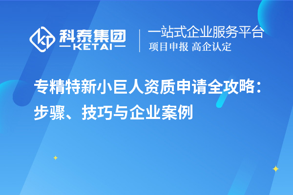 专精特新小巨人资质申请全攻略:步骤、技巧与企业案例