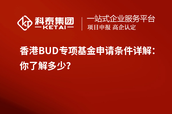香港BUD专项基金申请条件详解:你了解多少?