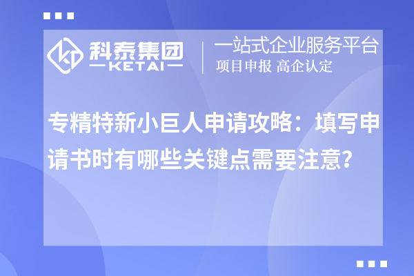 专精特新小巨人申请攻略:填写申请书时有哪些关键点需要注意?