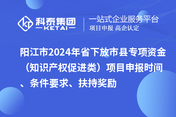阳江市2024年省下放市县专项资金(知识产权促进类)项目申报时间、条件要求、扶持奖励