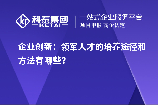 企业创新:领军人才的培养途径和方法有哪些?