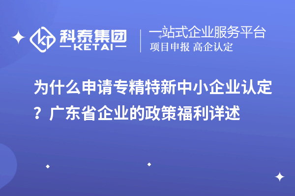 为什么申请专精特新中小企业认定?广东省企业的政策福利详述