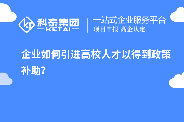 企业如何引进高校人才以得到政策补助?