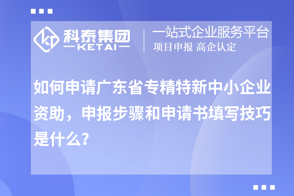 如何申请广东省专精特新中小企业资助,申报步骤和申请书填写技巧是什么?