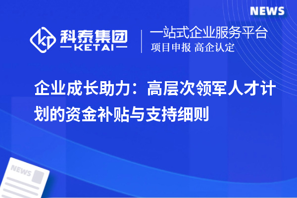 企业成长助力:高层次领军人才计划的资金补贴与支持细则