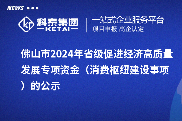 佛山市2024年省级促进经济高质量发展专项资金(消费枢纽建设事项)的公示