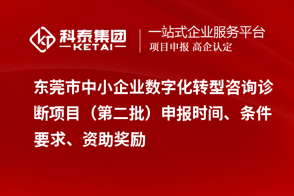 东莞市中小企业数字化转型咨询诊断项目(第二批)申报时间、条件要求、资助奖励