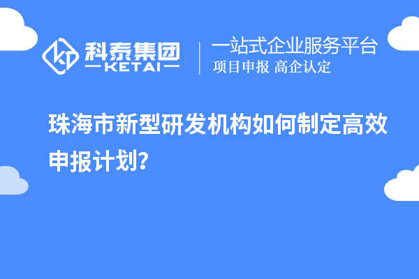 珠海市新型研发机构如何制定高效申报计划?