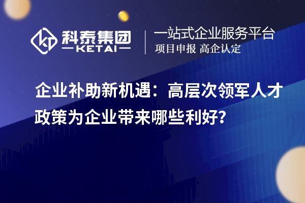 企业补助新机遇:高层次领军人才政策为企业带来哪些利好?