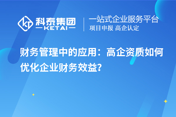 财务管理中的应用:高企资质如何优化企业财务效益?