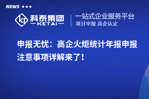 申报无忧:高企火炬统计年报申报注意事项详解来了!