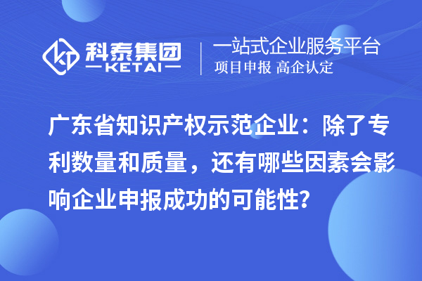 广东省知识产权示范企业:除了专利数量和质量,还有哪些因素会影响企业申报成功的可能性?