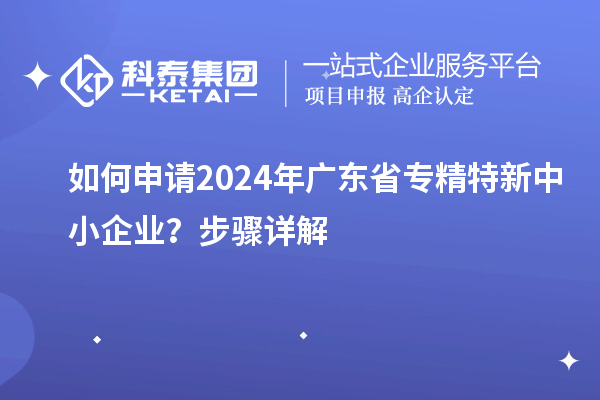 如何申请2024年广东省专精特新中小企业?步骤详解