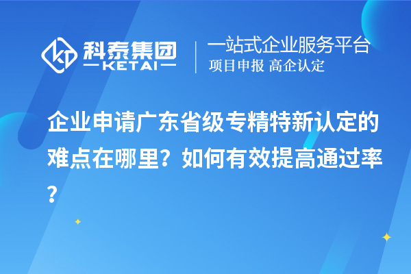 企业申请广东省级专精特新认定的难点在哪里?如何有效提高通过率?