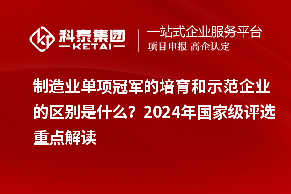 制造业单项冠军的培育和示范企业的区别是什么?2024年国家级评选重点解读