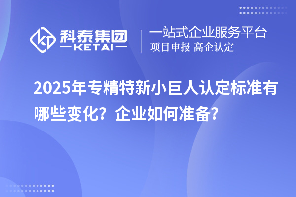 2025年专精特新小巨人认定标准有哪些变化?企业如何准备?