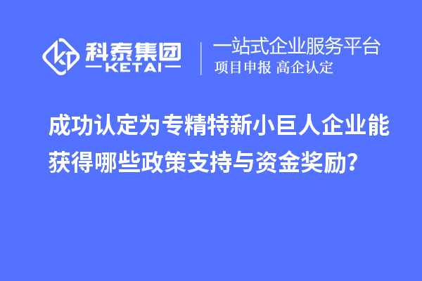 成功认定为专精特新小巨人企业能获得哪些政策支持与资金奖励?