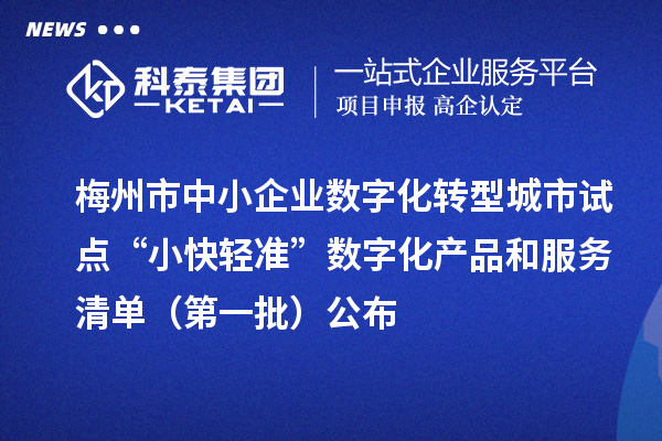 梅州市中小企业数字化转型城市试点“小快轻准”数字化产品和服务清单(第一批)公布