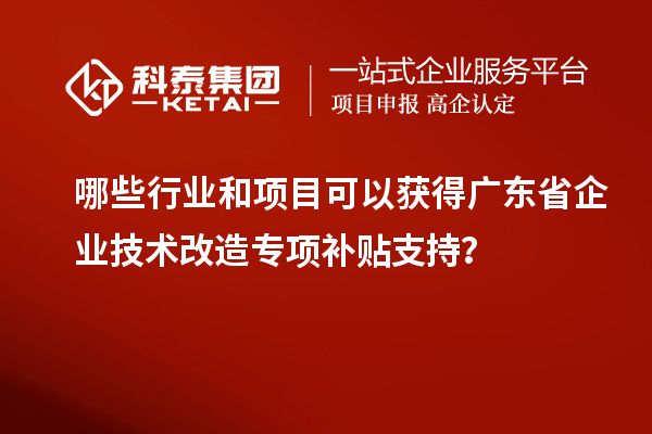 哪些行业和项目可以获得广东省企业技术改造专项补贴支持?