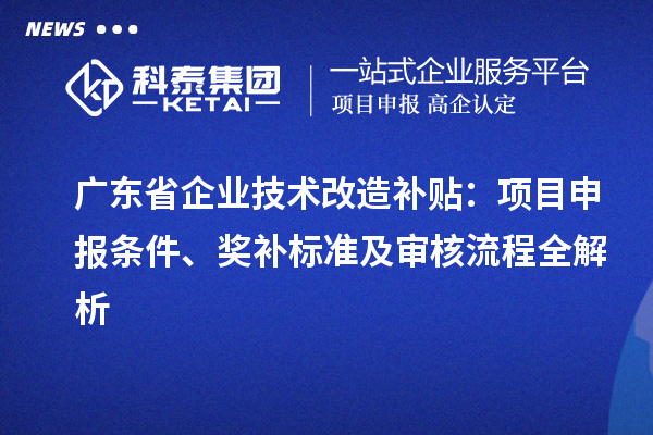 广东省企业技术改造补贴:项目申报条件、奖补标准及审核流程全解析
