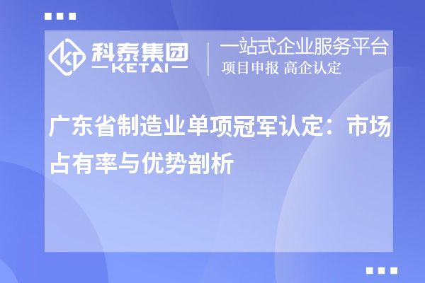 广东省制造业单项冠军认定:市场占有率与优势剖析