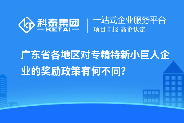 广东省各地区对专精特新小巨人企业的奖励政策有何不同?