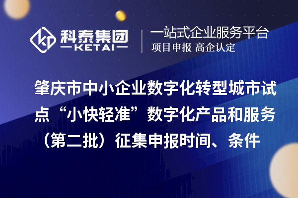 肇庆市中小企业数字化转型城市试点“小快轻准”数字化产品和服务(第二批)征集申报时间、条件要求、扶持奖励