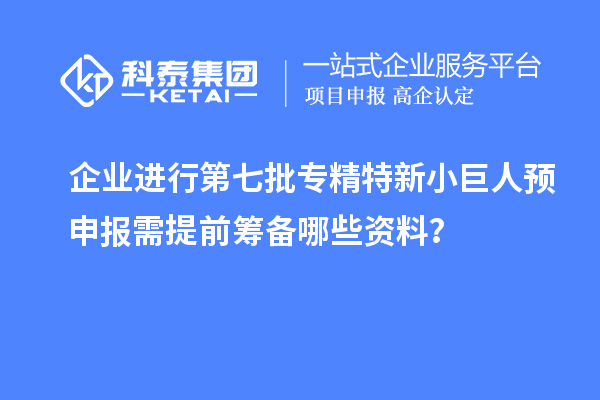 企业进行第七批专精特新小巨人预申报需提前筹备哪些资料？