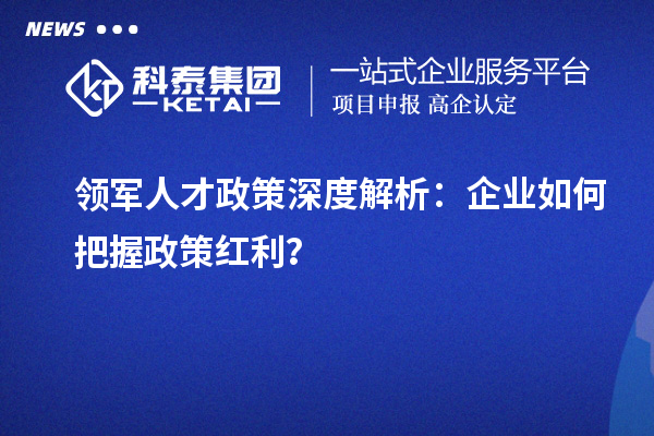 领军人才政策深度解析:企业如何把握政策红利?