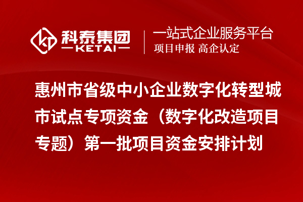 惠州市省级中小企业数字化转型城市试点专项资金(数字化改造项目专题)第一批项目资金安排计划