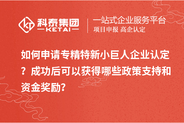 如何申请专精特新小巨人企业认定?成功后可以获得哪些政策支持和资金奖励?
