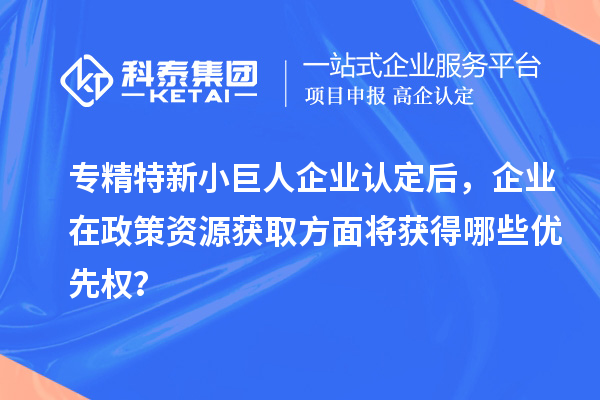 专精特新小巨人企业认定后,企业在政策资源获取方面将获得哪些优先权?