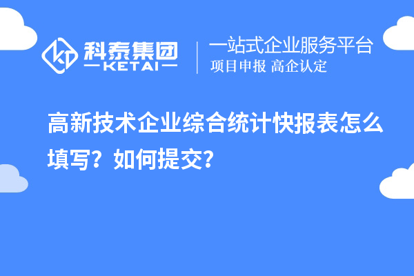 高新技术企业综合统计快报表怎么填写？如何提交？