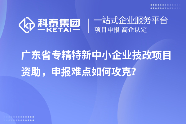 广东省专精特新中小企业技改项目资助,申报难点如何攻克?