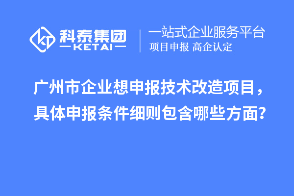 广州市企业想申报技术改造项目,具体申报条件细则包含哪些方面?